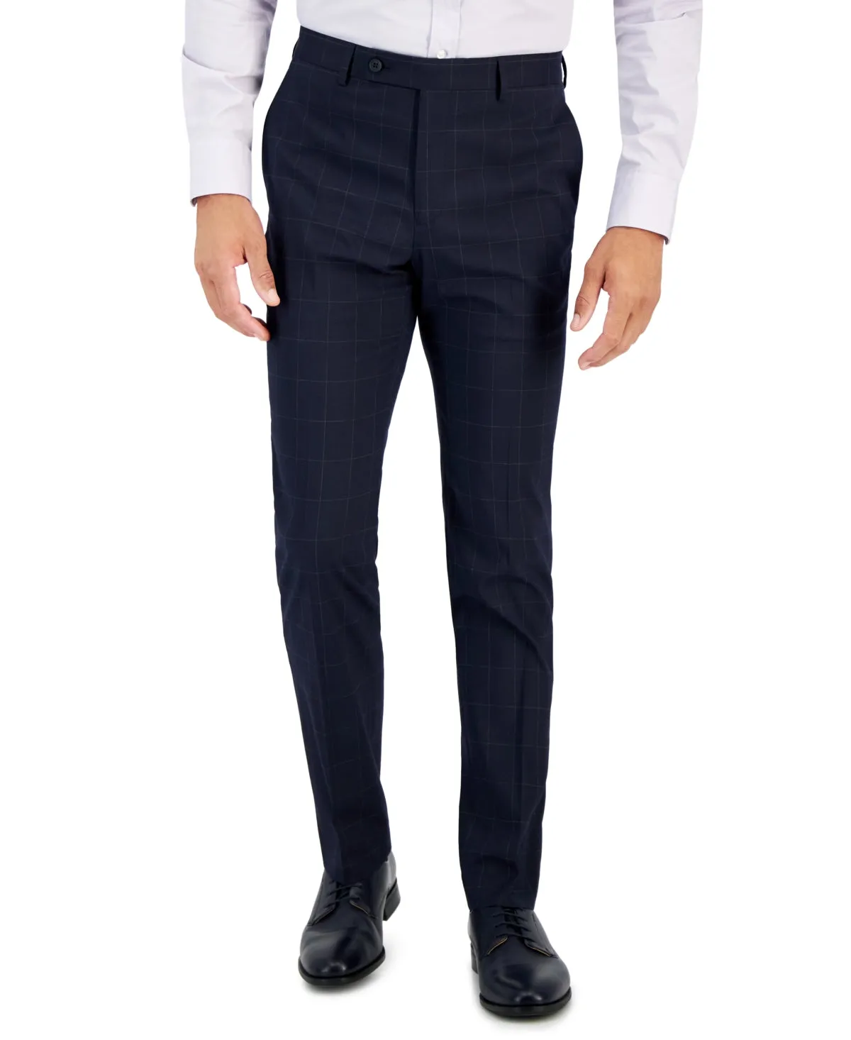 Dkny Mens Modern fit Dress Pants 32 / 34 Navy Blue Plaid