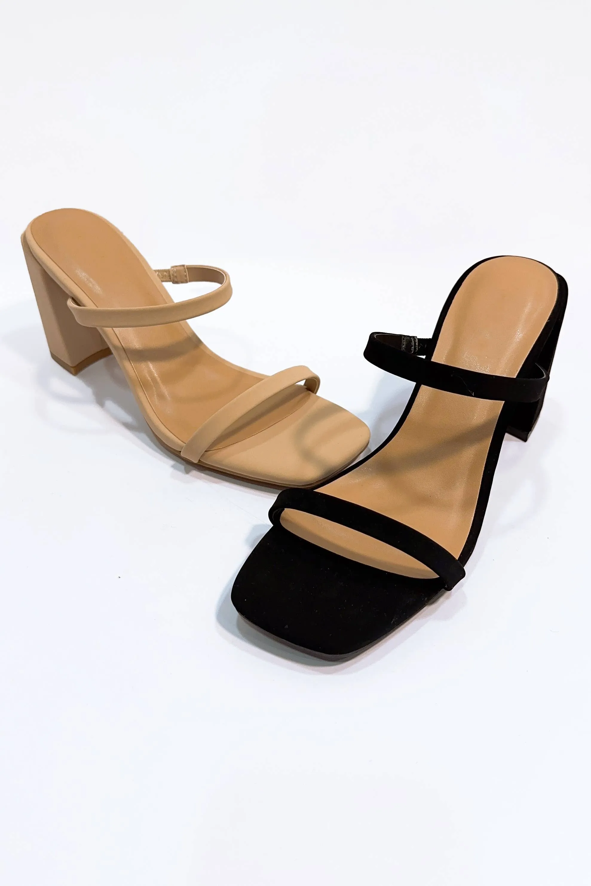 double strap block heel sandal- nude nubuck