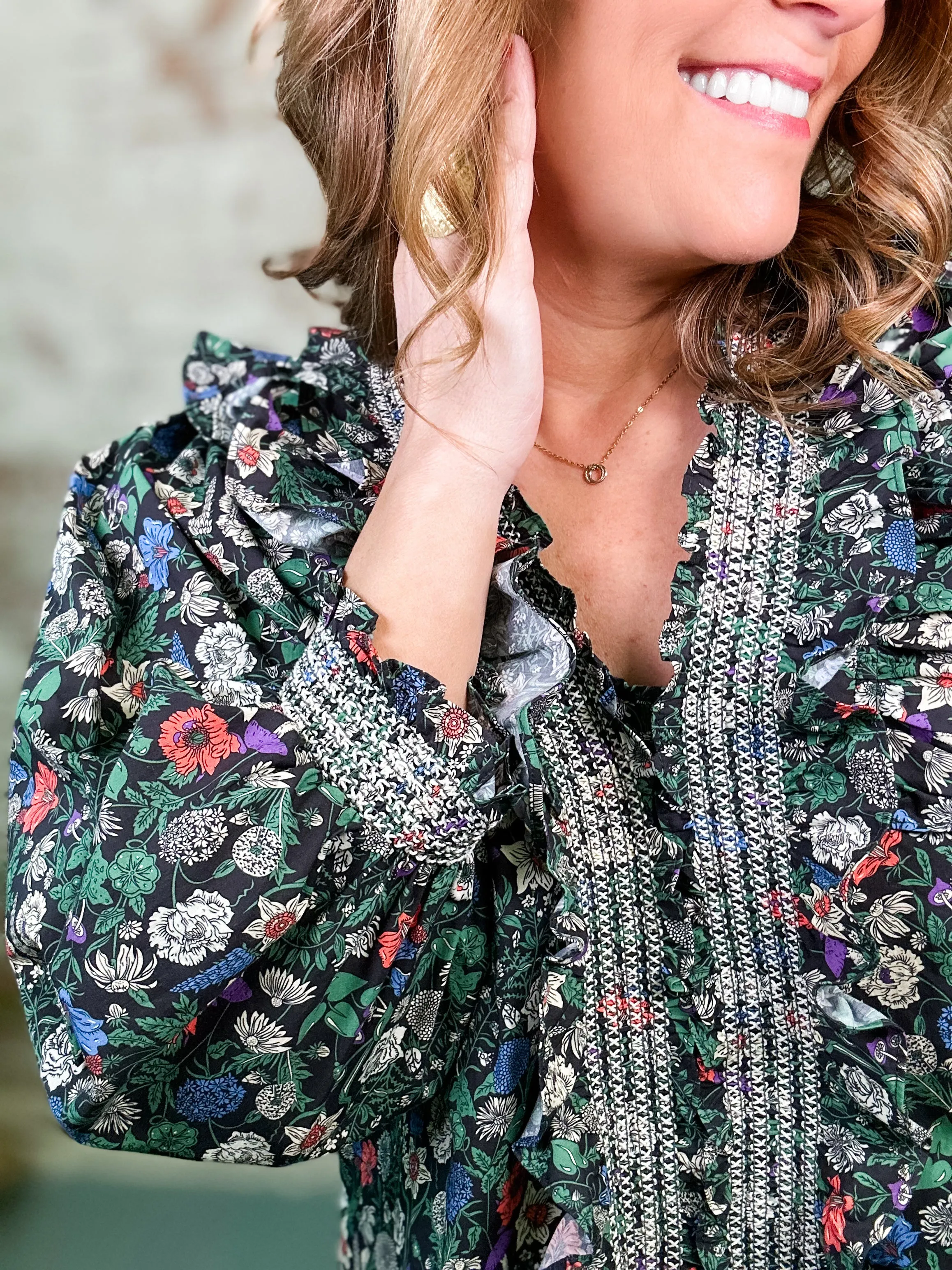 Everleigh Embroidered Floral Print Top