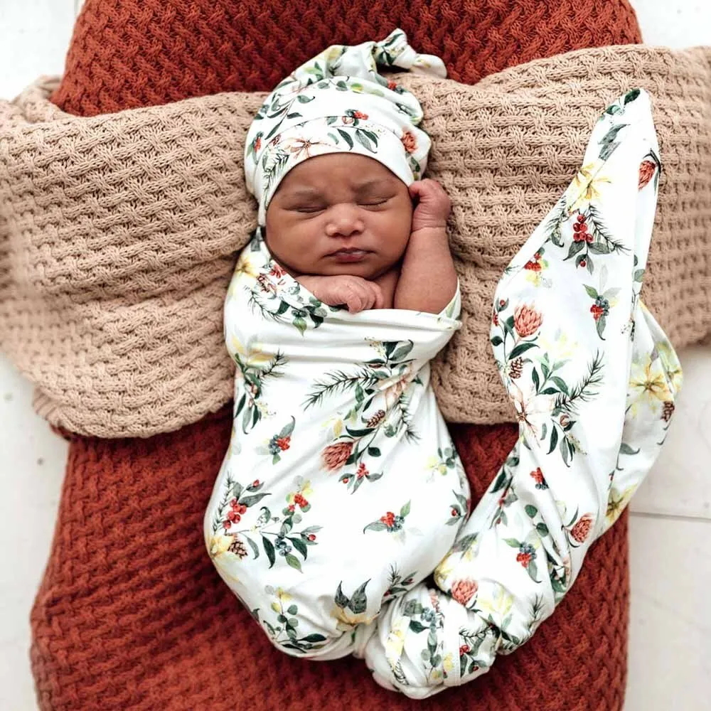 Festive Berry Organic Jersey Wrap & Beanie Set - Limited Edition