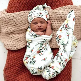 Festive Berry Organic Jersey Wrap & Beanie Set - Limited Edition
