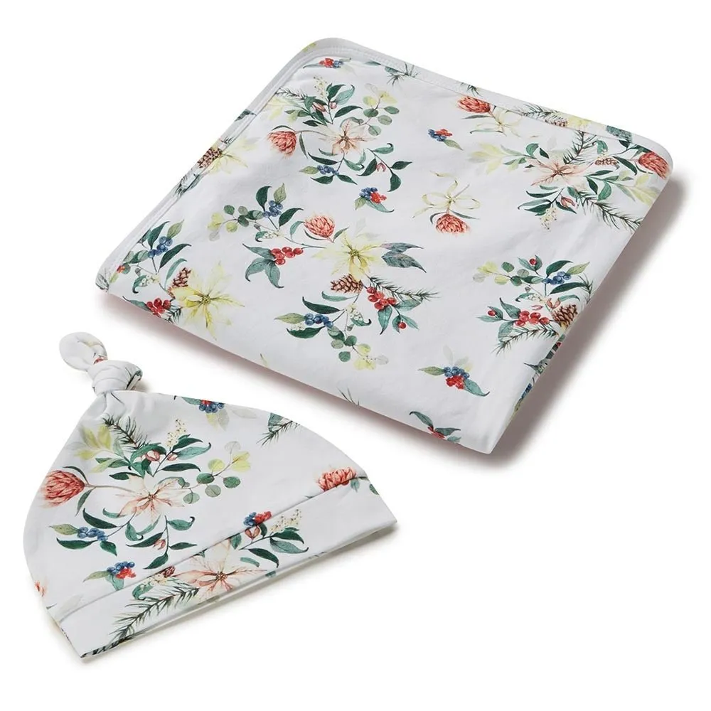 Festive Berry Organic Jersey Wrap & Beanie Set - Limited Edition