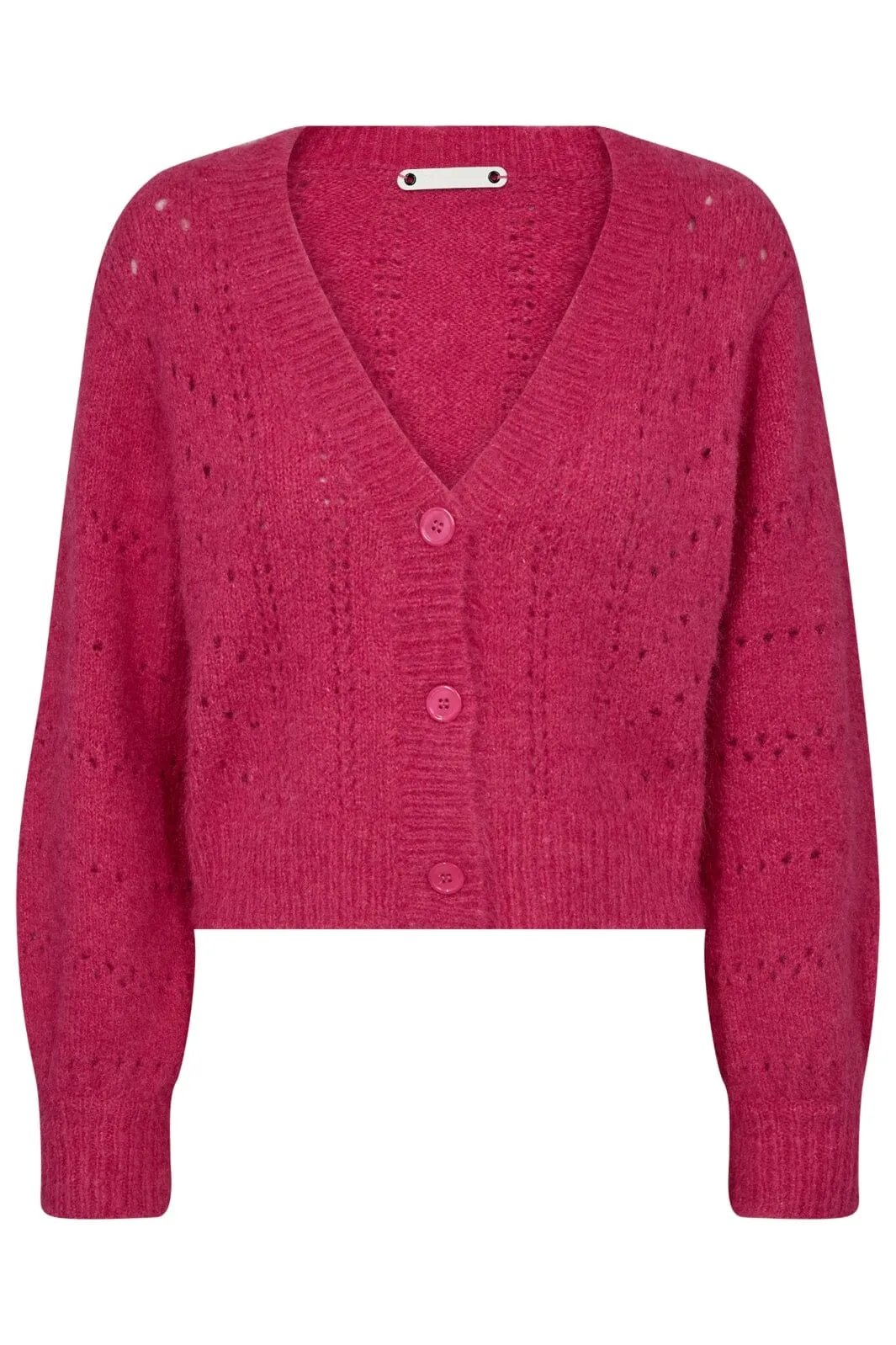 Forudbestilling - Co´couture - Coraliecc Pointelle Cardigan 32174 - 185 Flash Pink