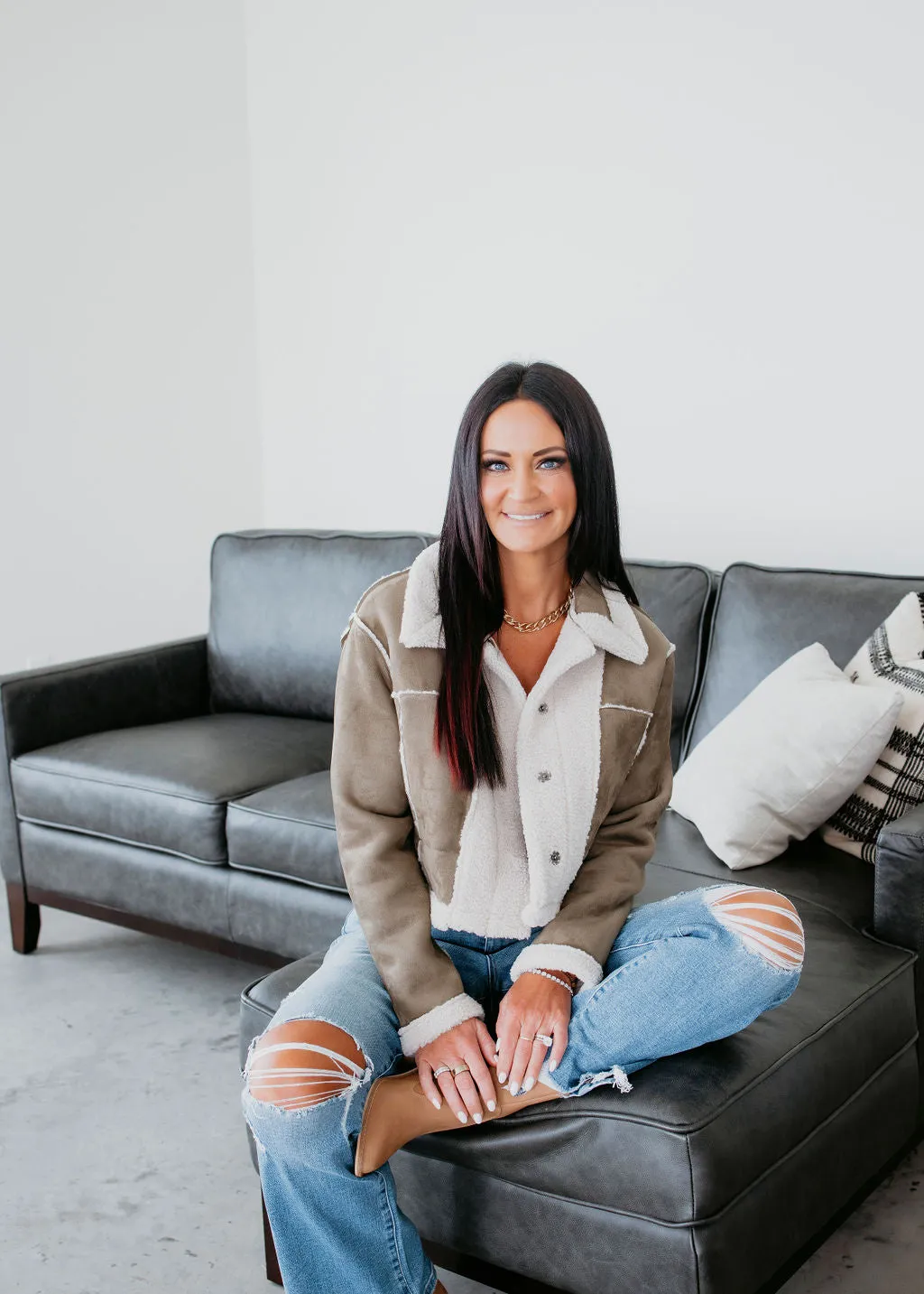 Freya Suede Sherpa Jacket