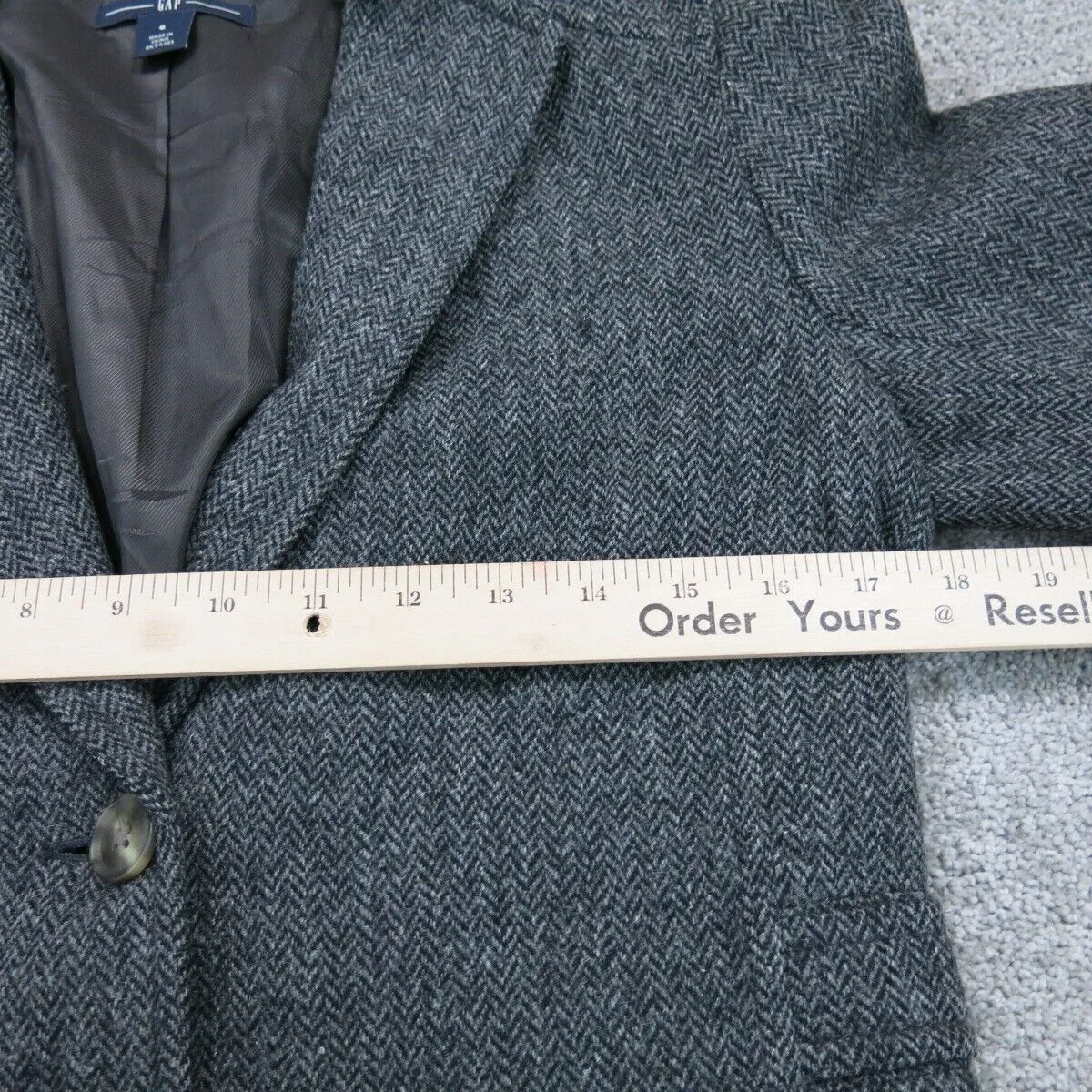 Gap Womens Blazer Coat Single Breasted Long Sleeves Pockets Black Size 6