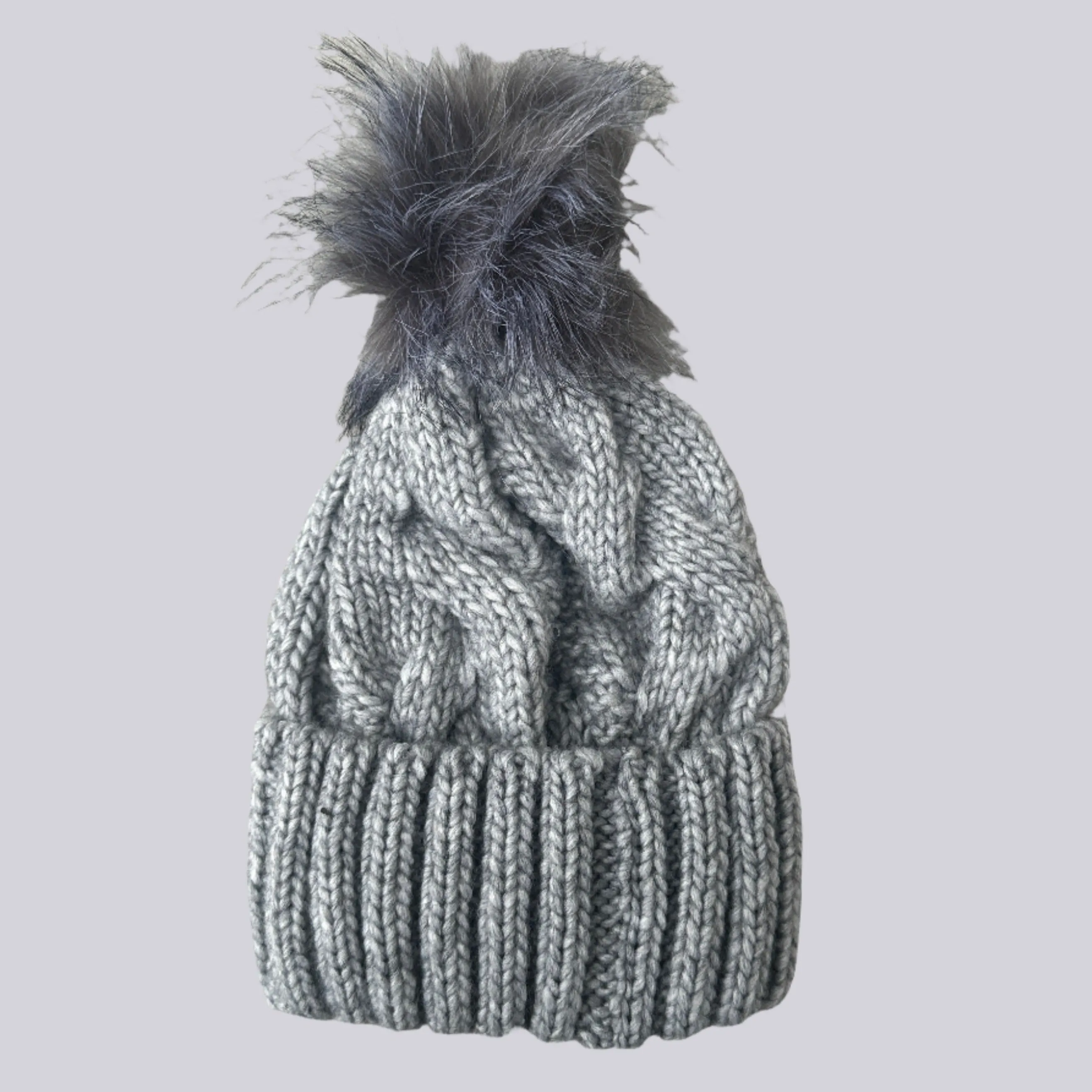 Grey Pom Pom Beanie