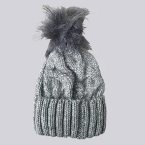 Grey Pom Pom Beanie