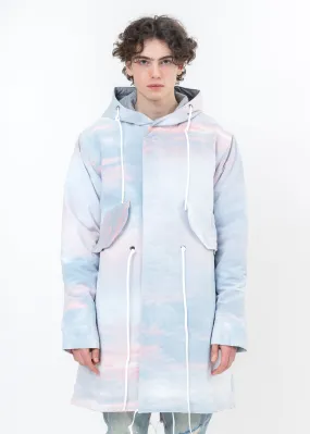 Grey Sunset Cloud Print Long Coat