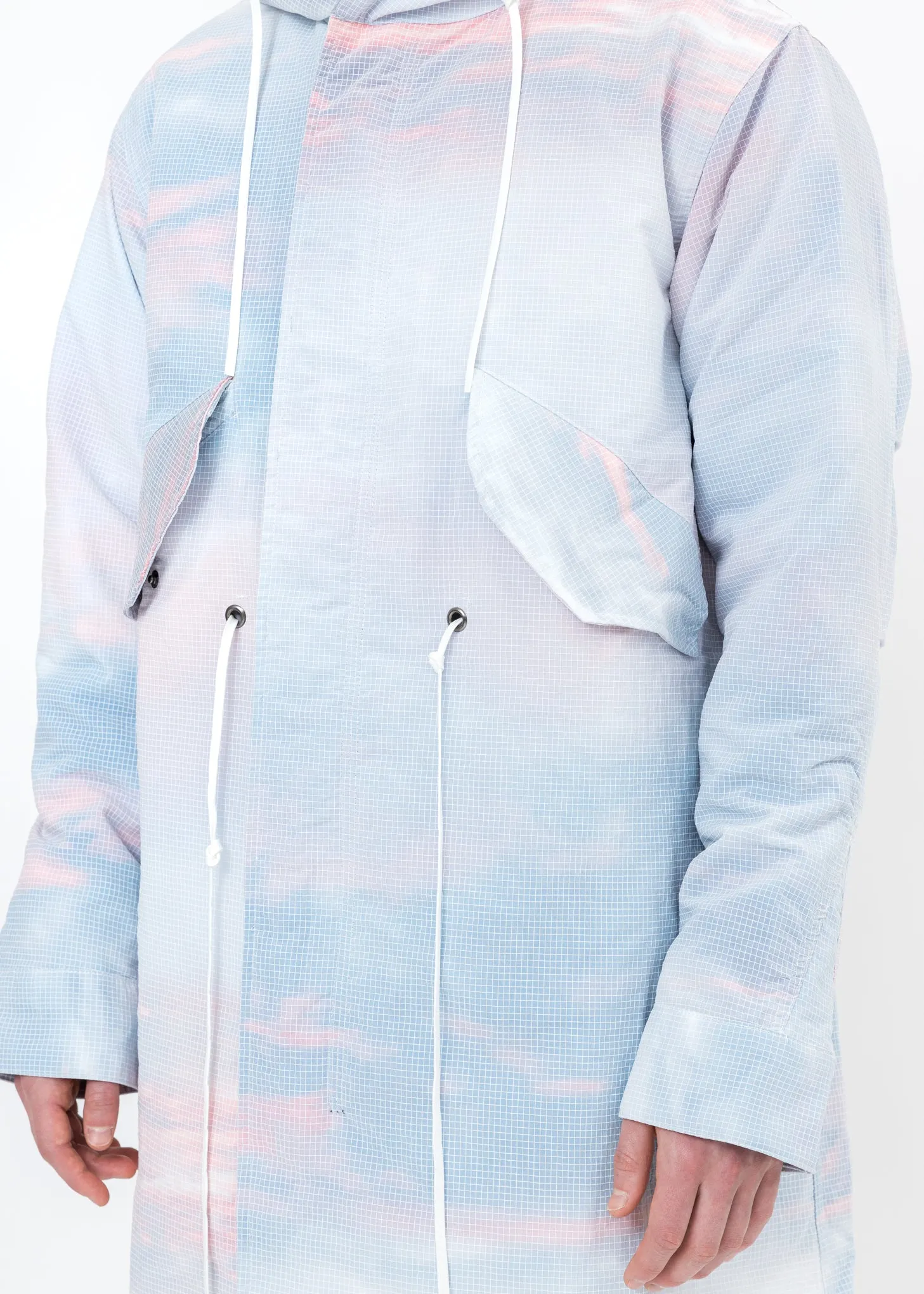 Grey Sunset Cloud Print Long Coat