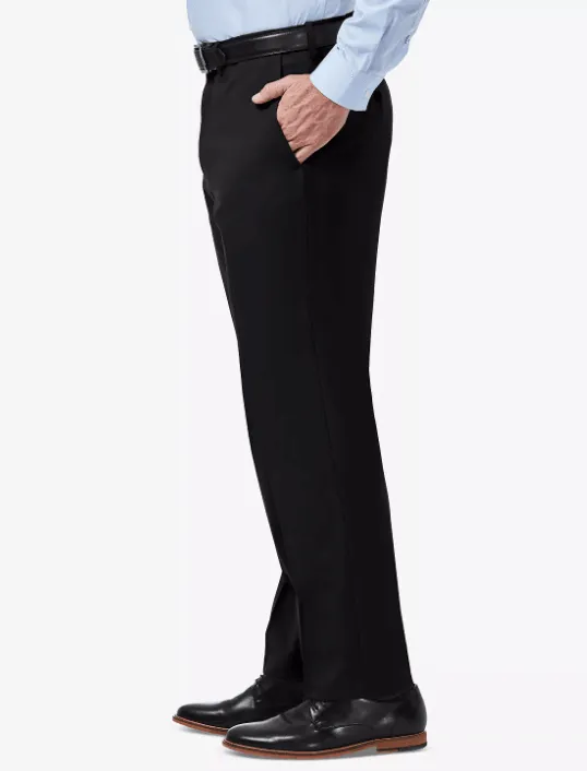 Haggar Mens Classic fit Dress Pants 40 / 32 Black Solid Stretch