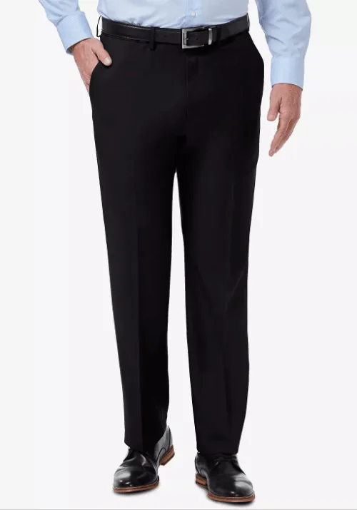 Haggar Mens Classic fit Dress Pants 40 / 32 Black Solid Stretch