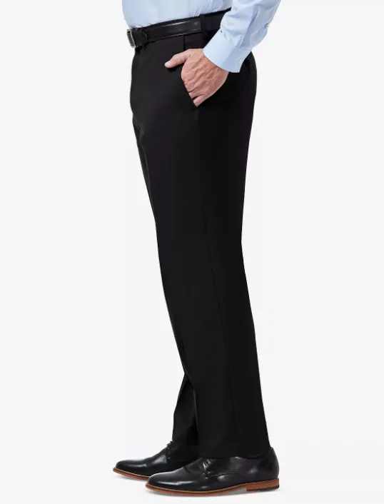 Haggar Mens Classic fit Dress Pants 42 / 32 Black Solid Stretch