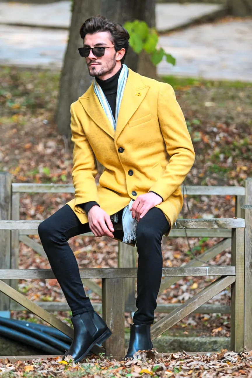 Harrison Slim Fit Yellow Woolen Coat