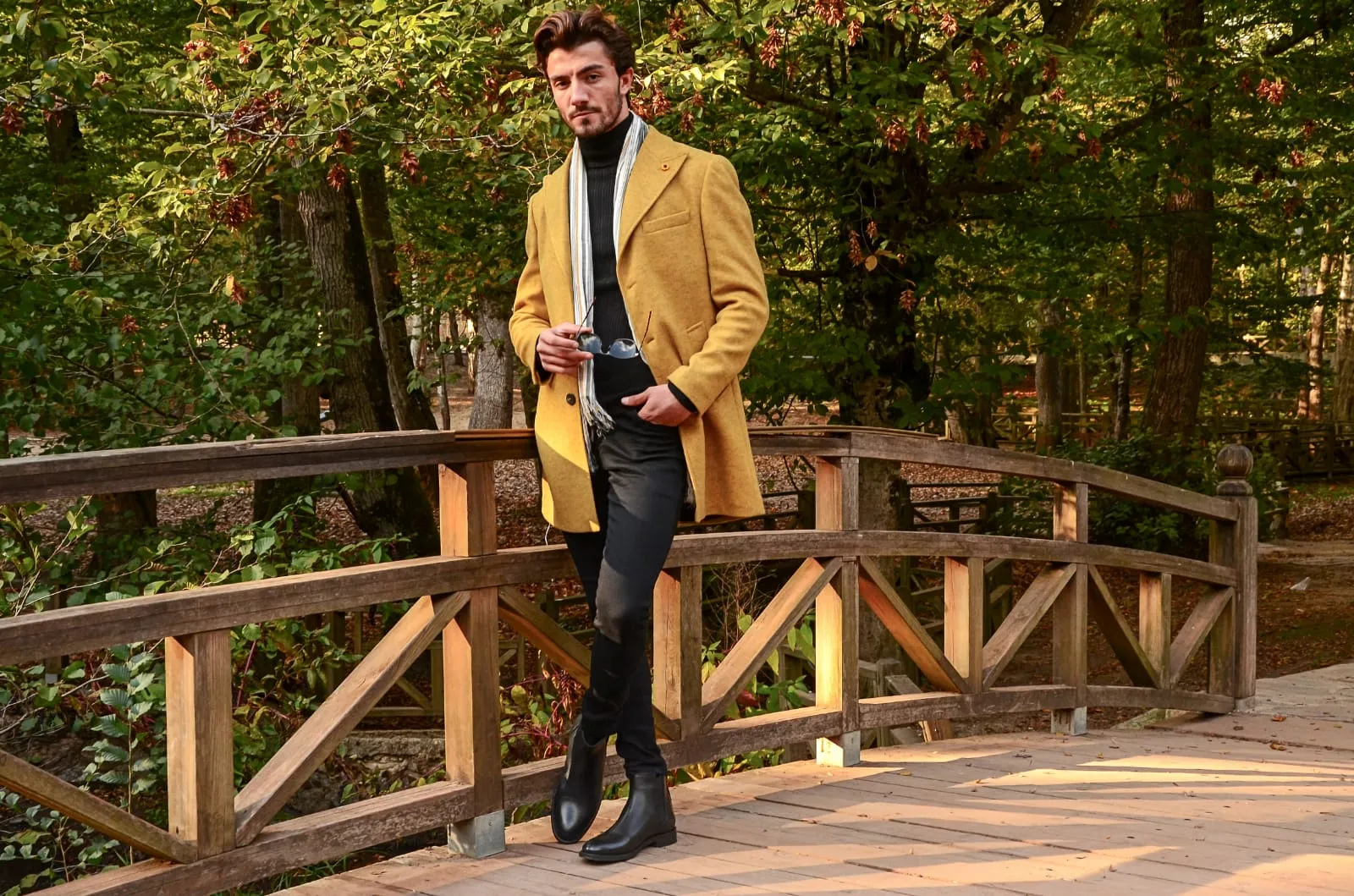 Harrison Slim Fit Yellow Woolen Coat
