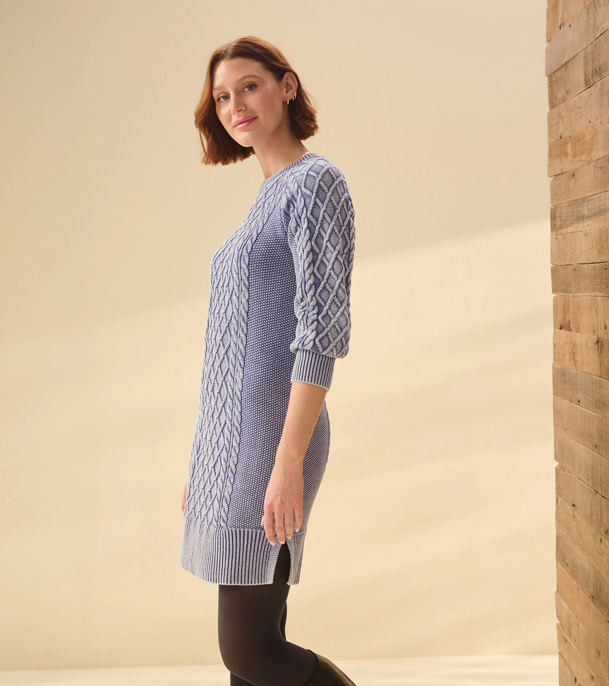 Hatley Women's  Juliet Cable Knit Dress - Bleached Denim