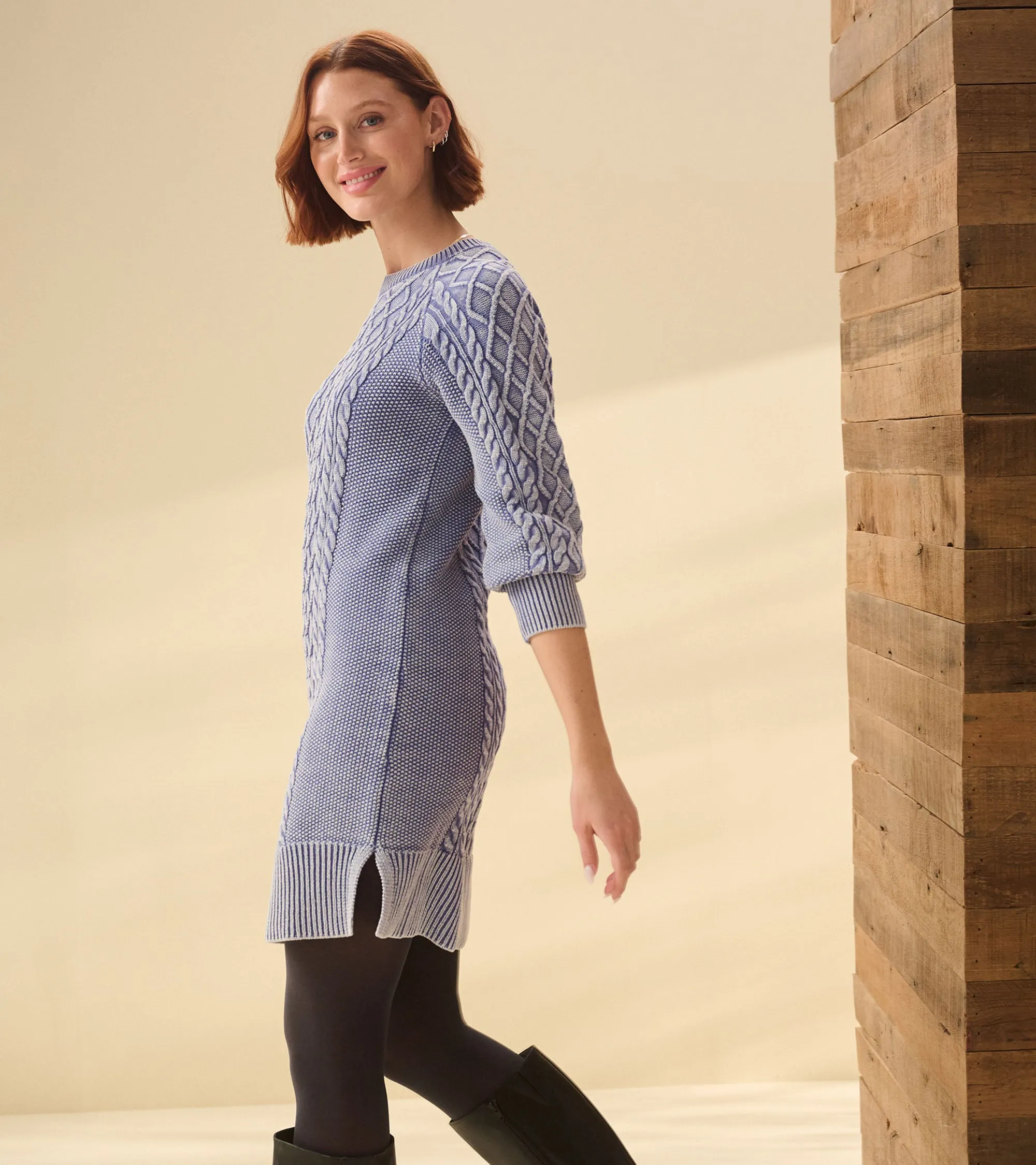 Hatley Women's  Juliet Cable Knit Dress - Bleached Denim