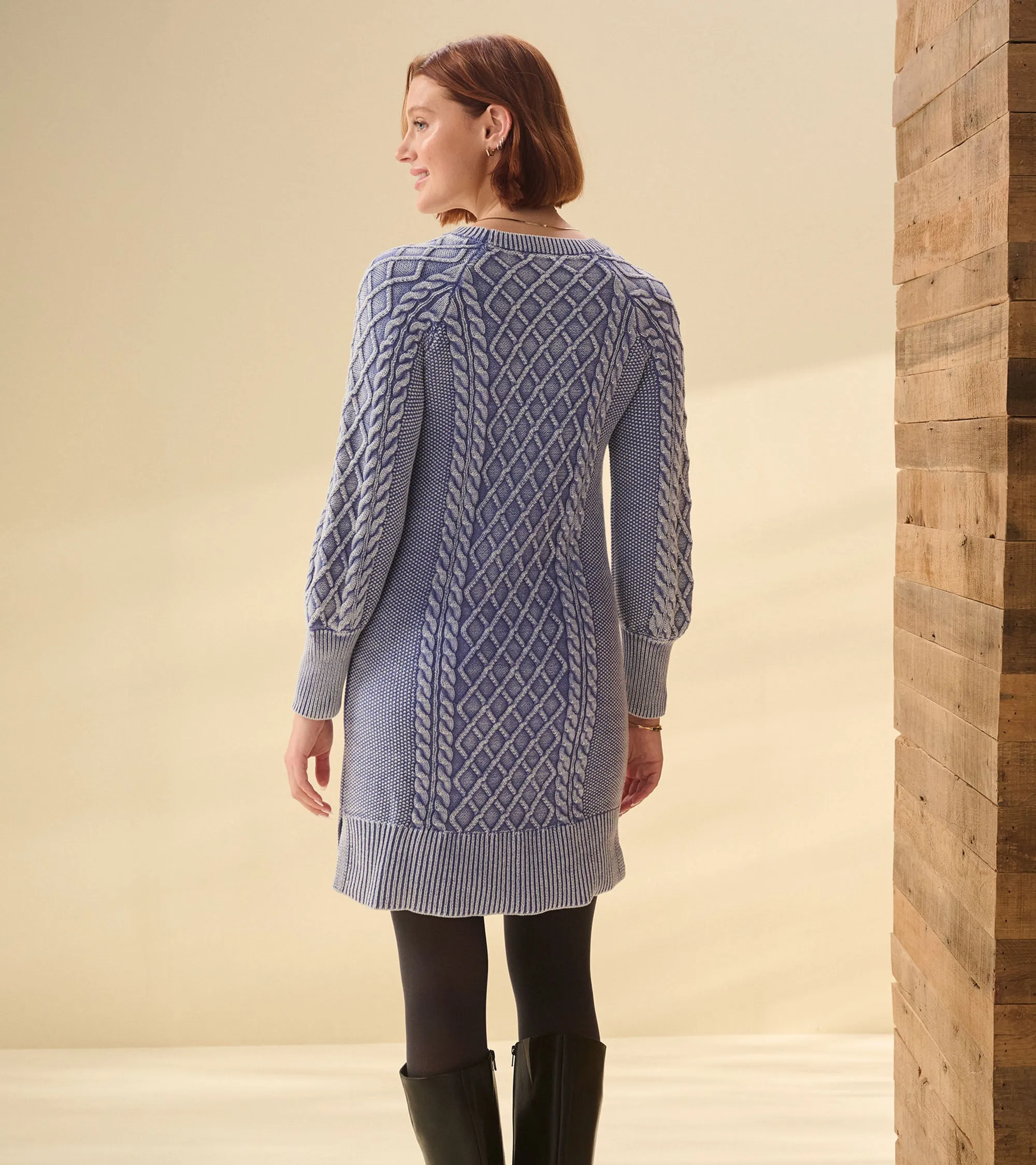 Hatley Women's  Juliet Cable Knit Dress - Bleached Denim