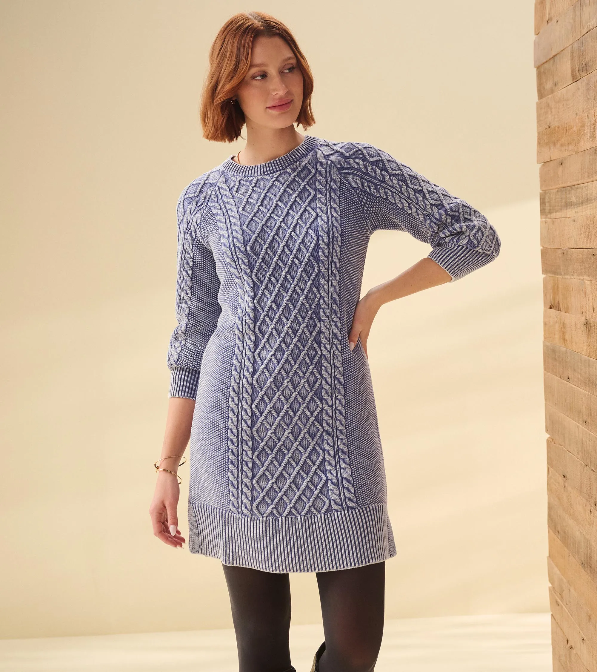 Hatley Women's  Juliet Cable Knit Dress - Bleached Denim