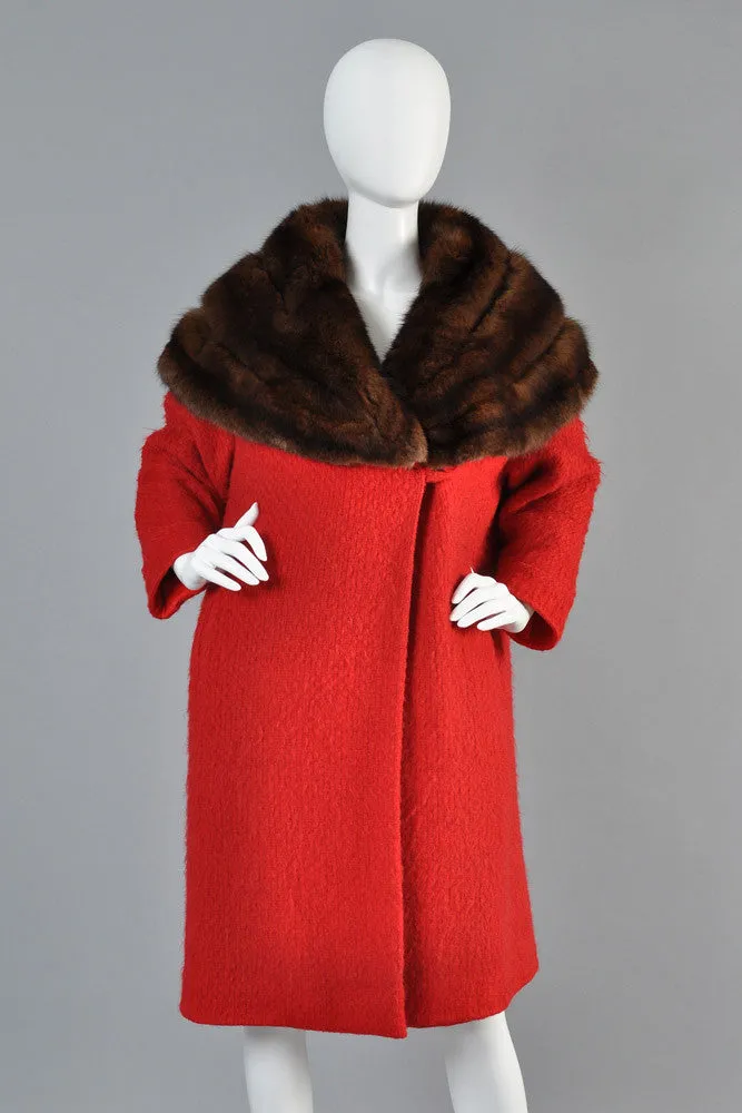 Hattie Carnegie 1950s Wool   Russian Sable Coat