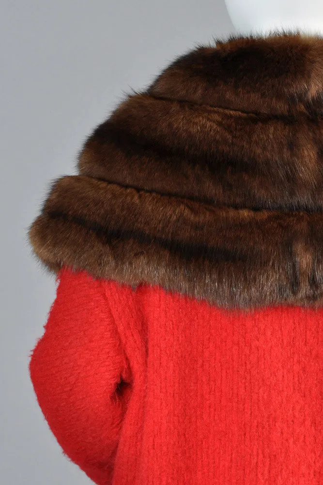 Hattie Carnegie 1950s Wool   Russian Sable Coat