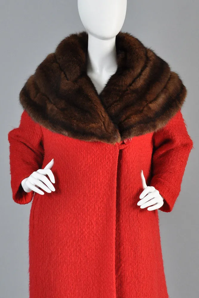 Hattie Carnegie 1950s Wool   Russian Sable Coat