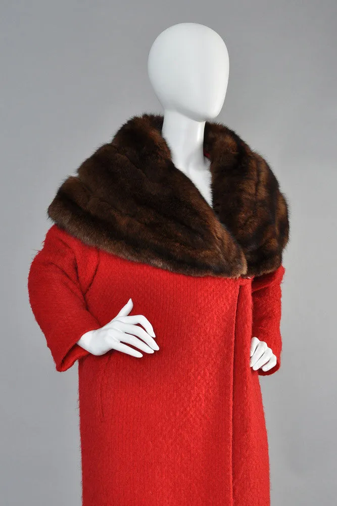 Hattie Carnegie 1950s Wool   Russian Sable Coat