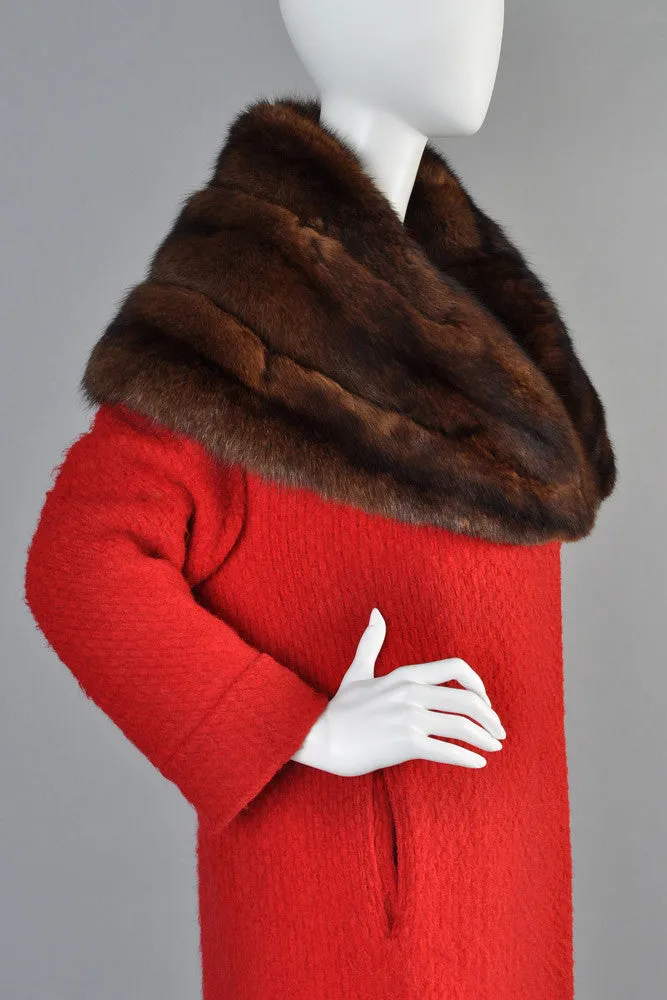 Hattie Carnegie 1950s Wool   Russian Sable Coat