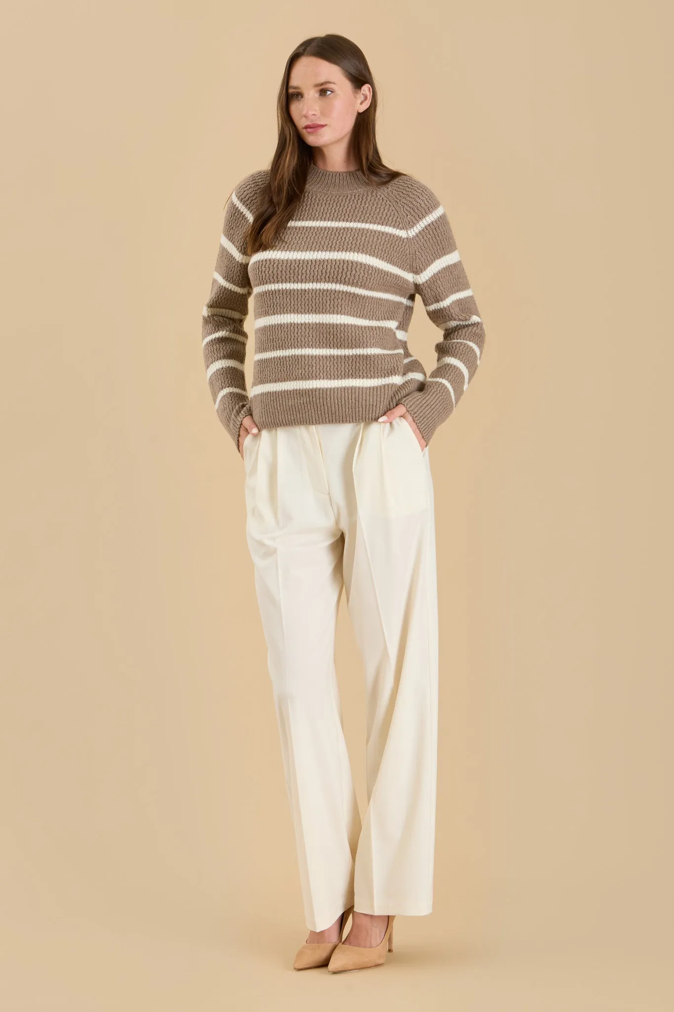 HIGH WAIST PLEATED WIDE LEG DRESS PANTS