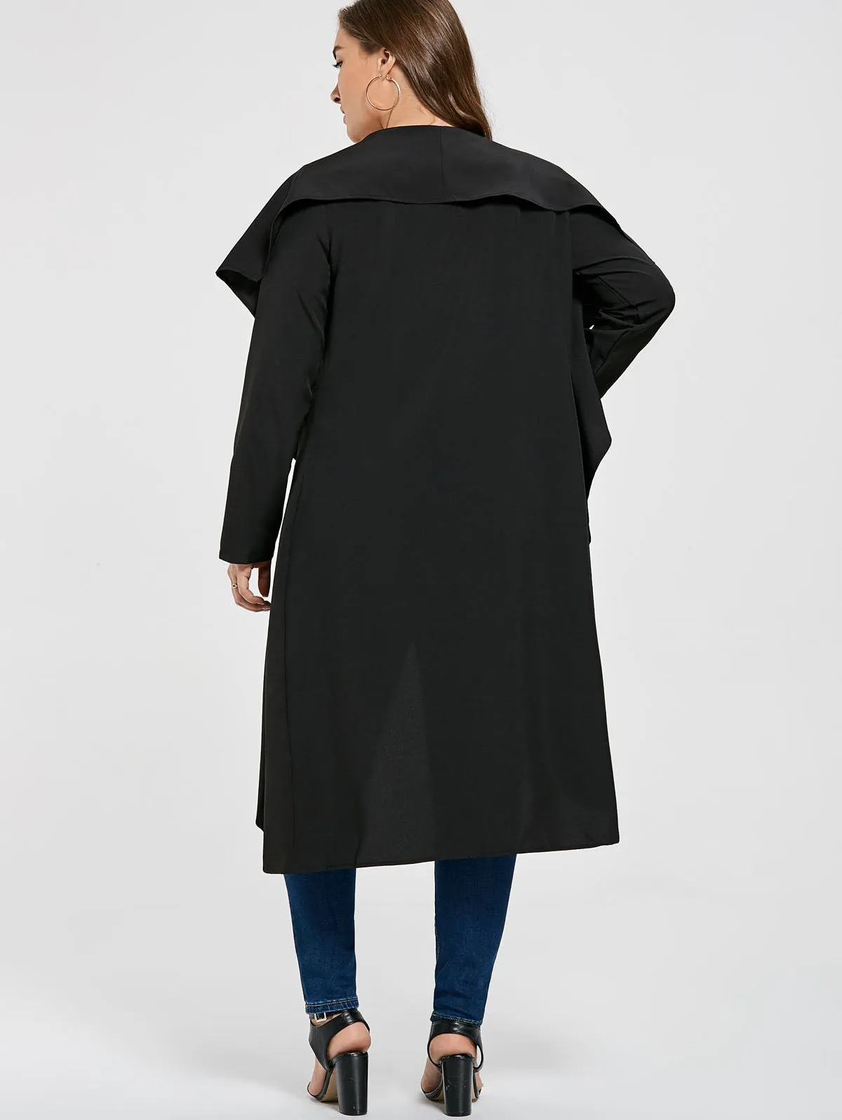 Hooded Irregular Long Sleeves Pure Color Wool Coat