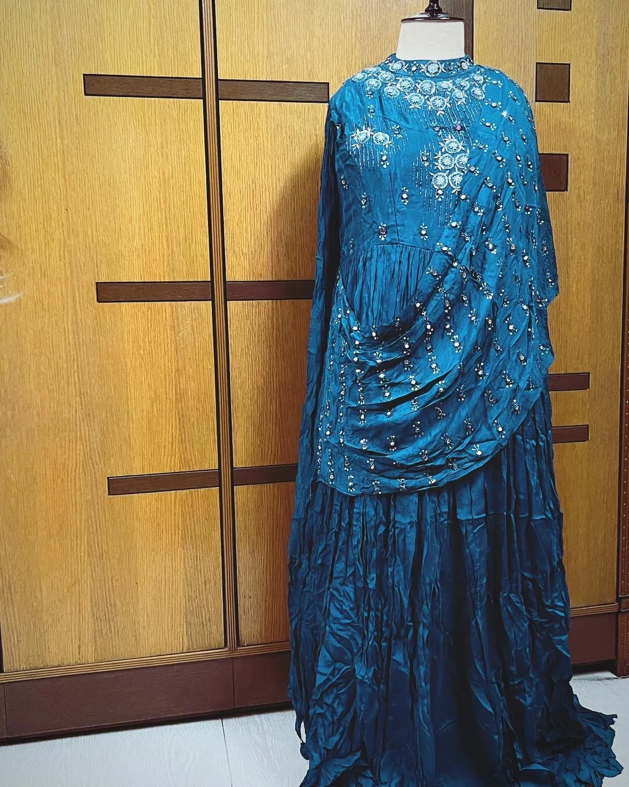 Indowestern blue dress partywear gown