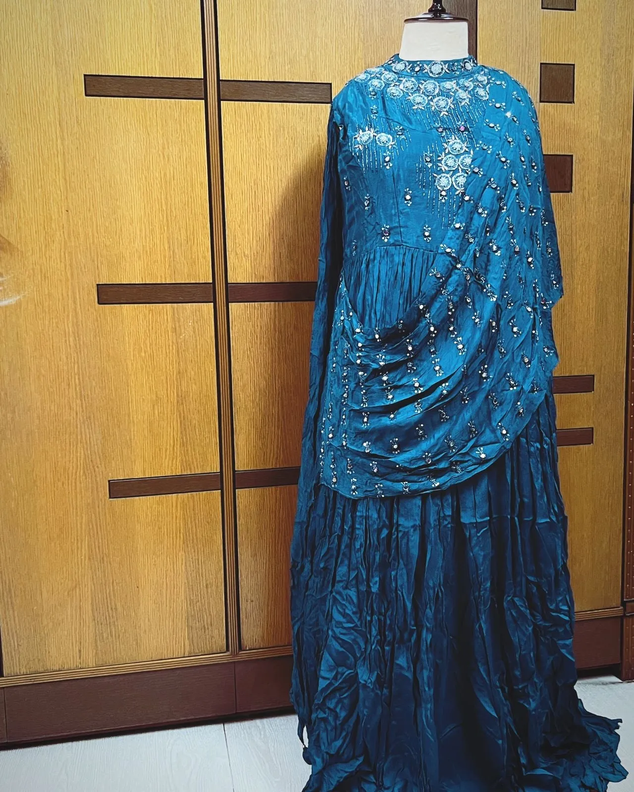 Indowestern blue dress partywear gown