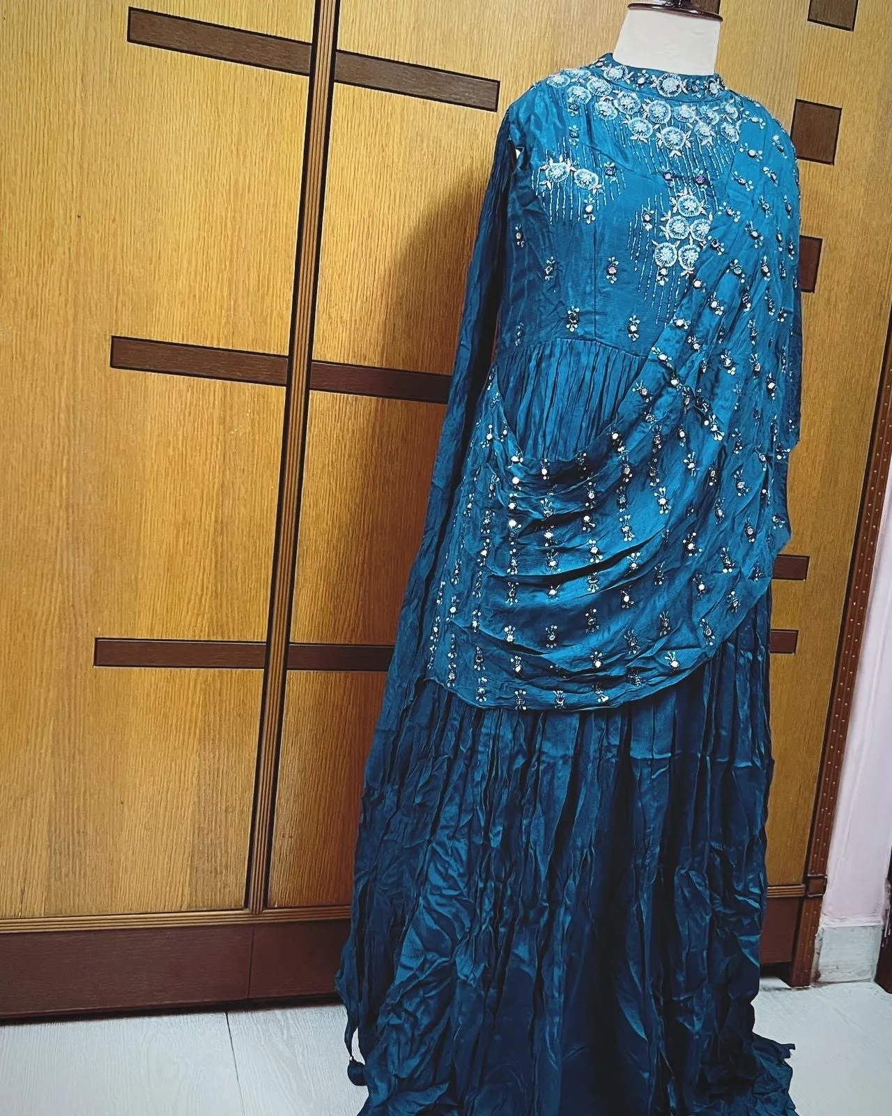 Indowestern blue dress partywear gown