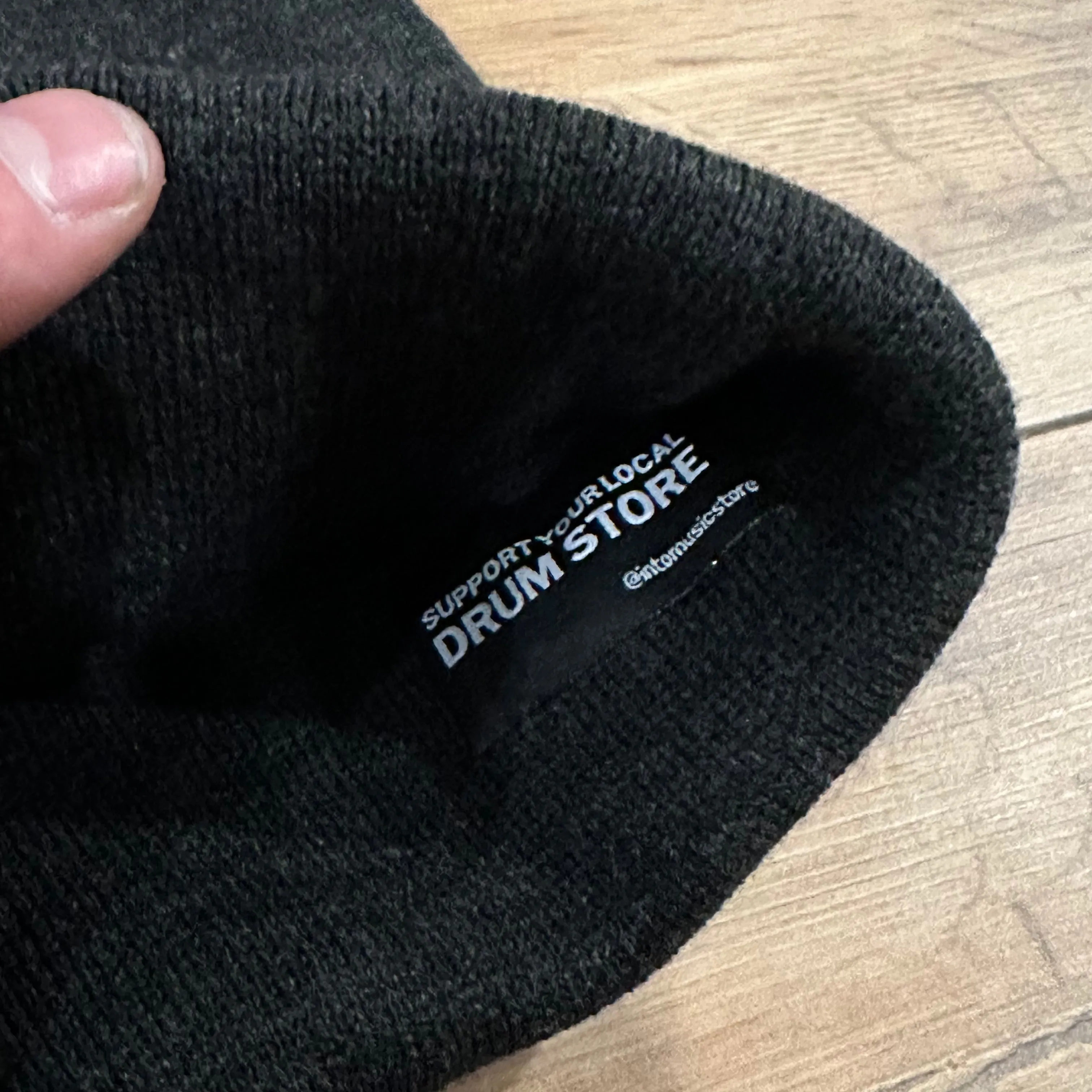 Into Music 'Support Your Local Drum Store' Beanie Hat Charcoal
