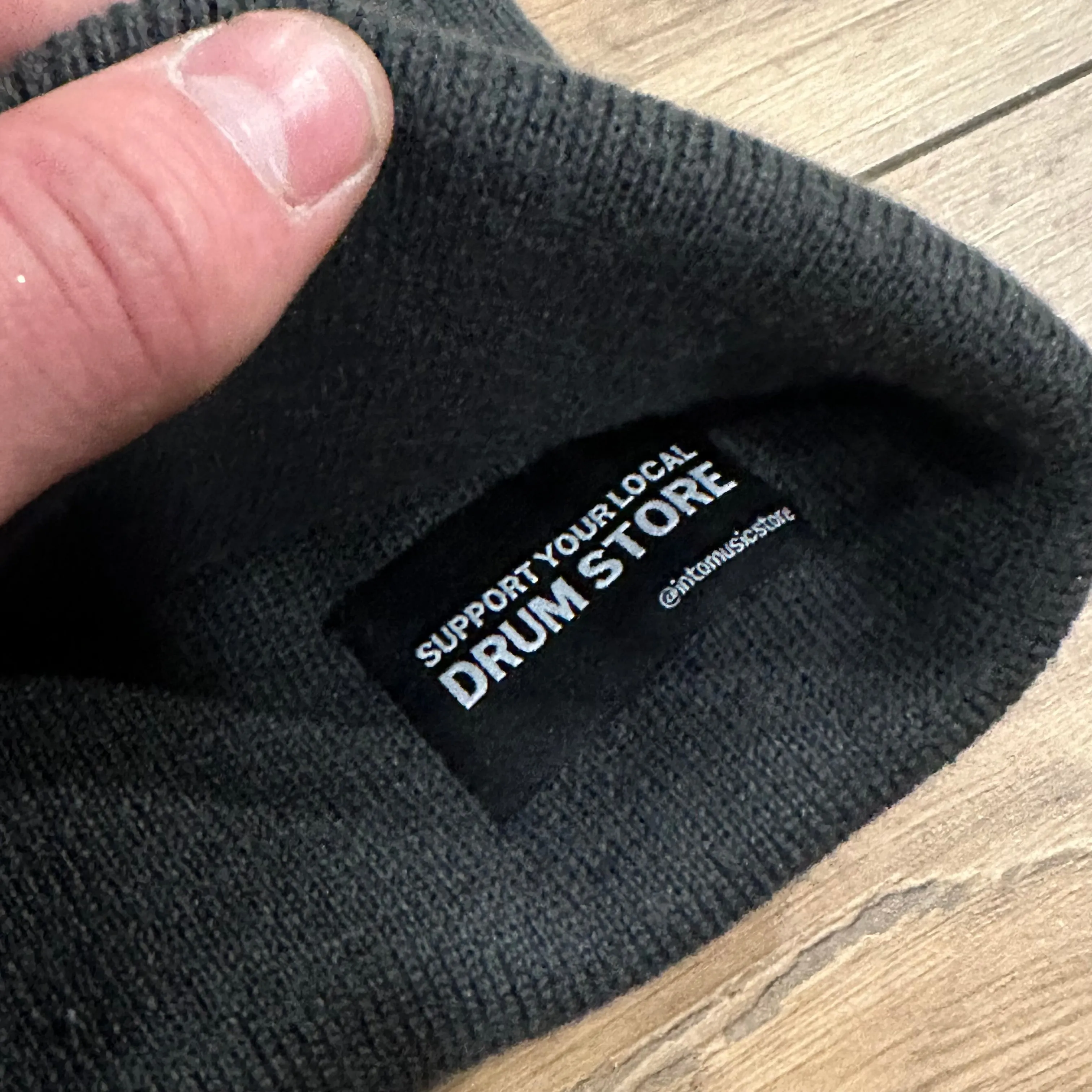 Into Music 'Support Your Local Drum Store' Beanie Hat Graphite Grey