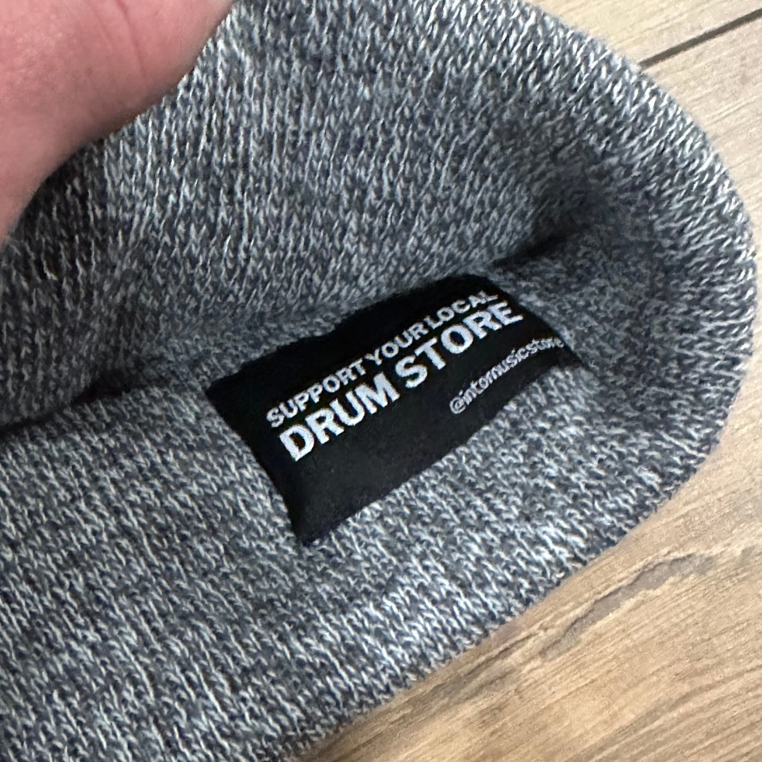 Into Music 'Support Your Local Drum Store' Beanie Hat Heather Grey
