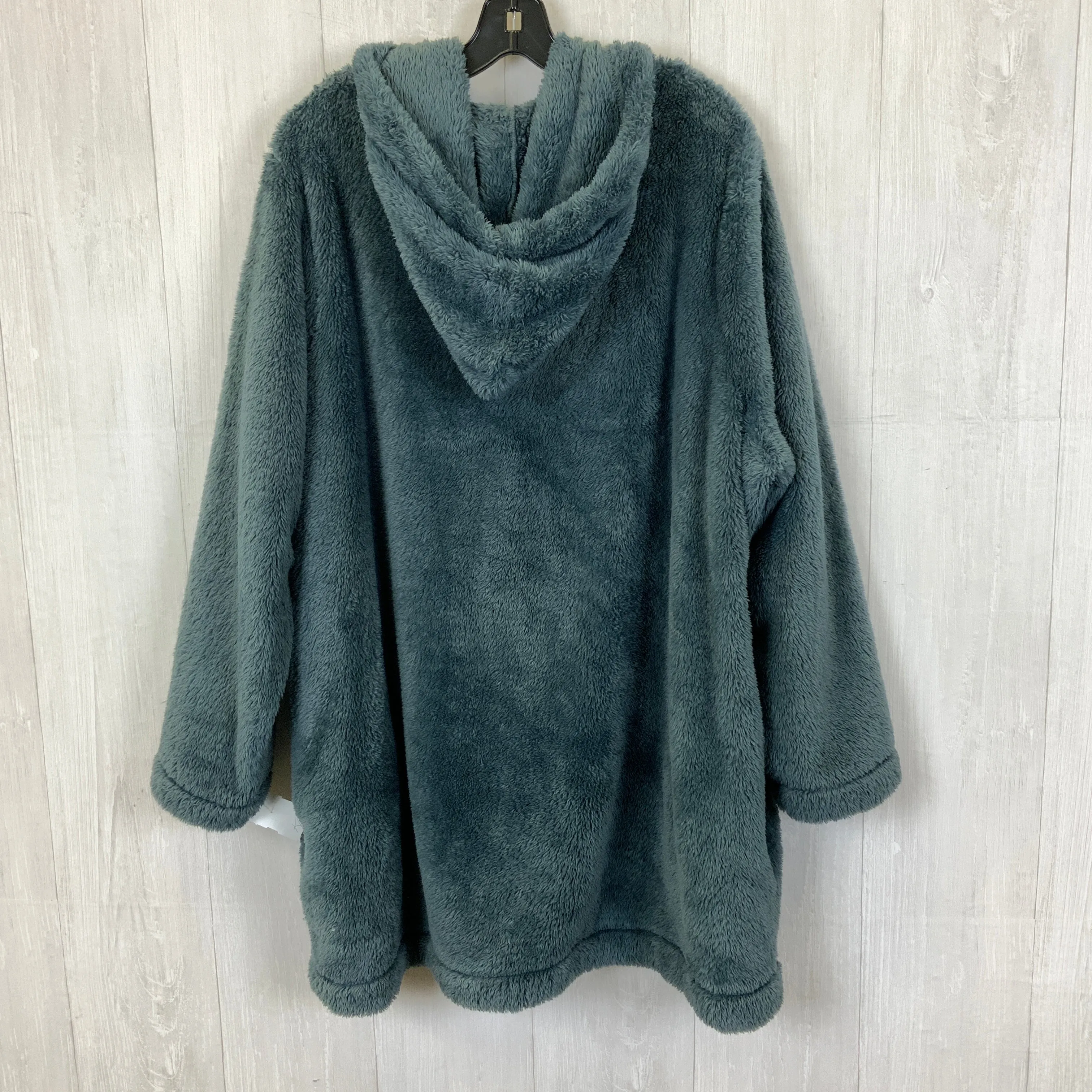 Jacket Faux Fur & Sherpa By Denim And Co Qvc In Blue, Size: 2x