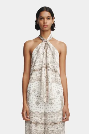 Junie Halter Top - Beige Bandana