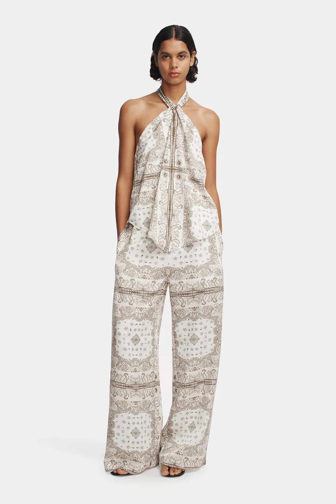 Junie Halter Top - Beige Bandana