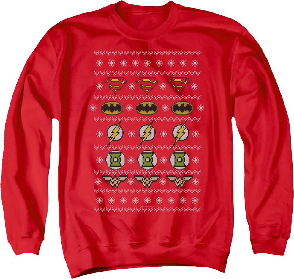 Justice League Ugly Faux Knit DC Comics Sweatshirt