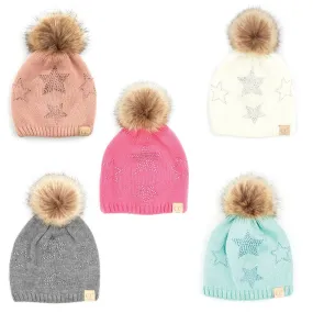 Kids Rhinestone Stars Pattern Beanie Hat