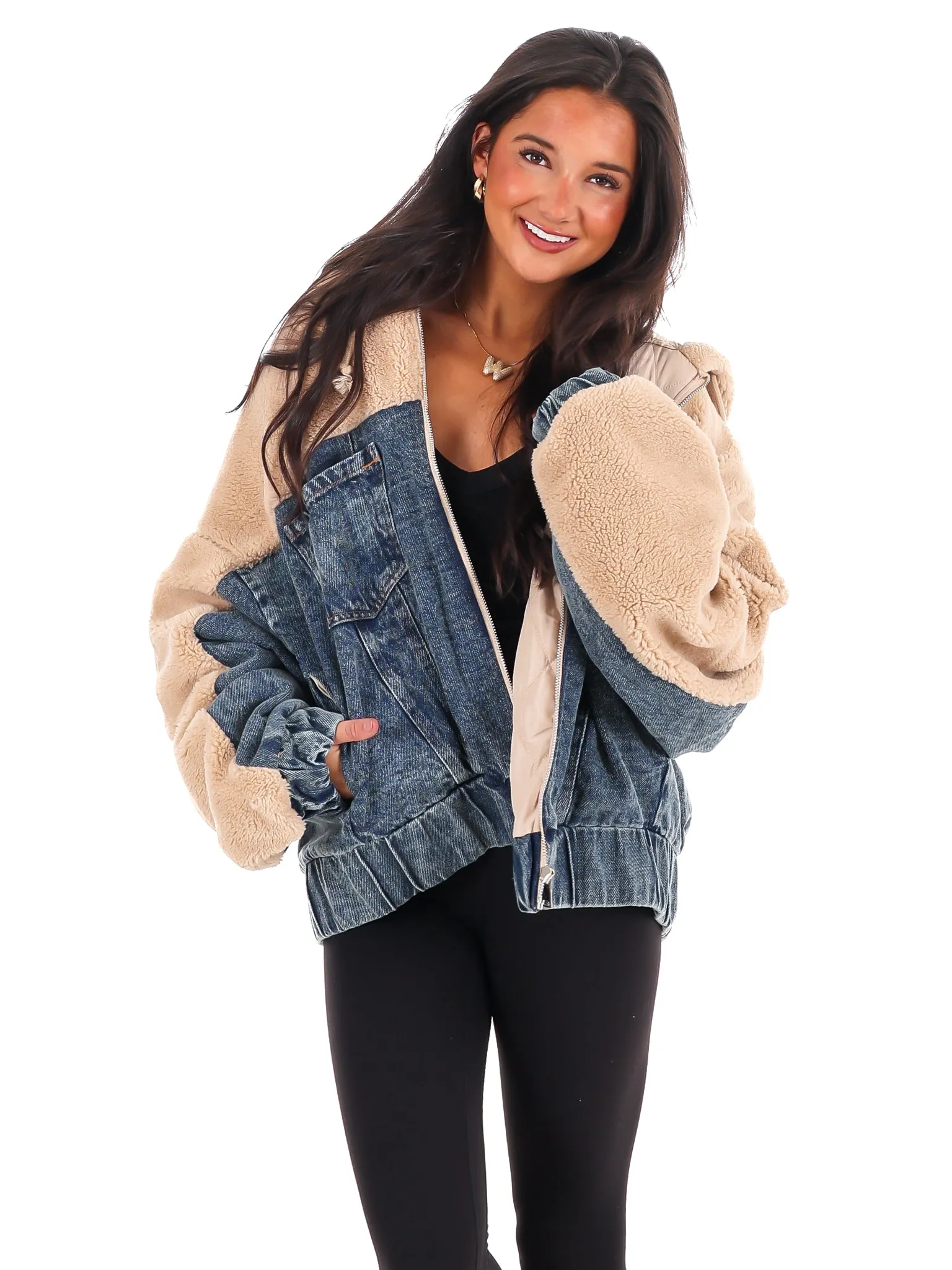 Layered Bliss Denim & Sherpa Jacket Doorbuster