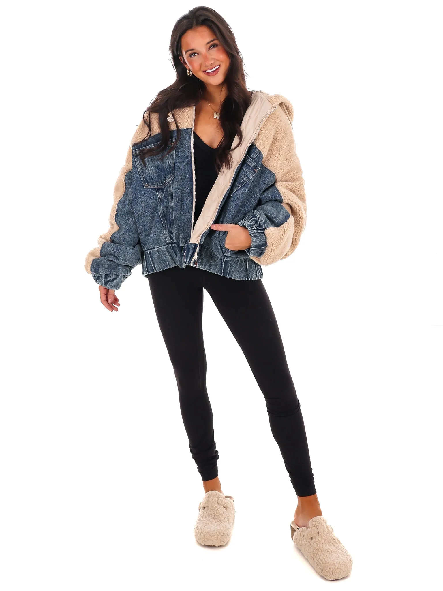 Layered Bliss Denim & Sherpa Jacket Doorbuster