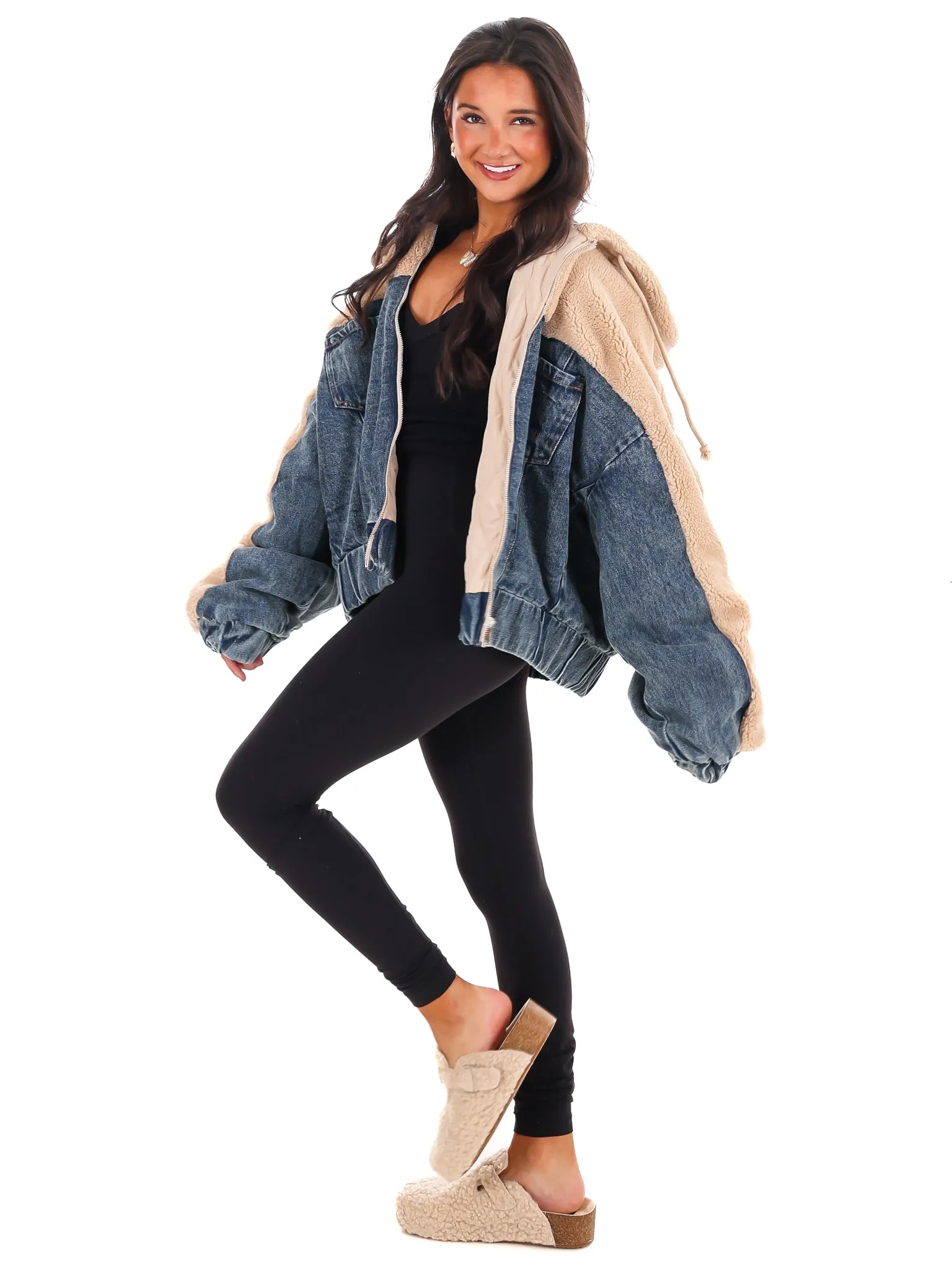 Layered Bliss Denim & Sherpa Jacket Doorbuster