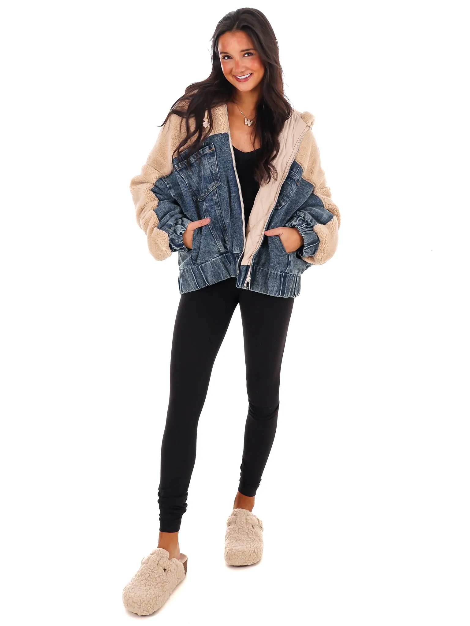 Layered Bliss Denim & Sherpa Jacket Doorbuster