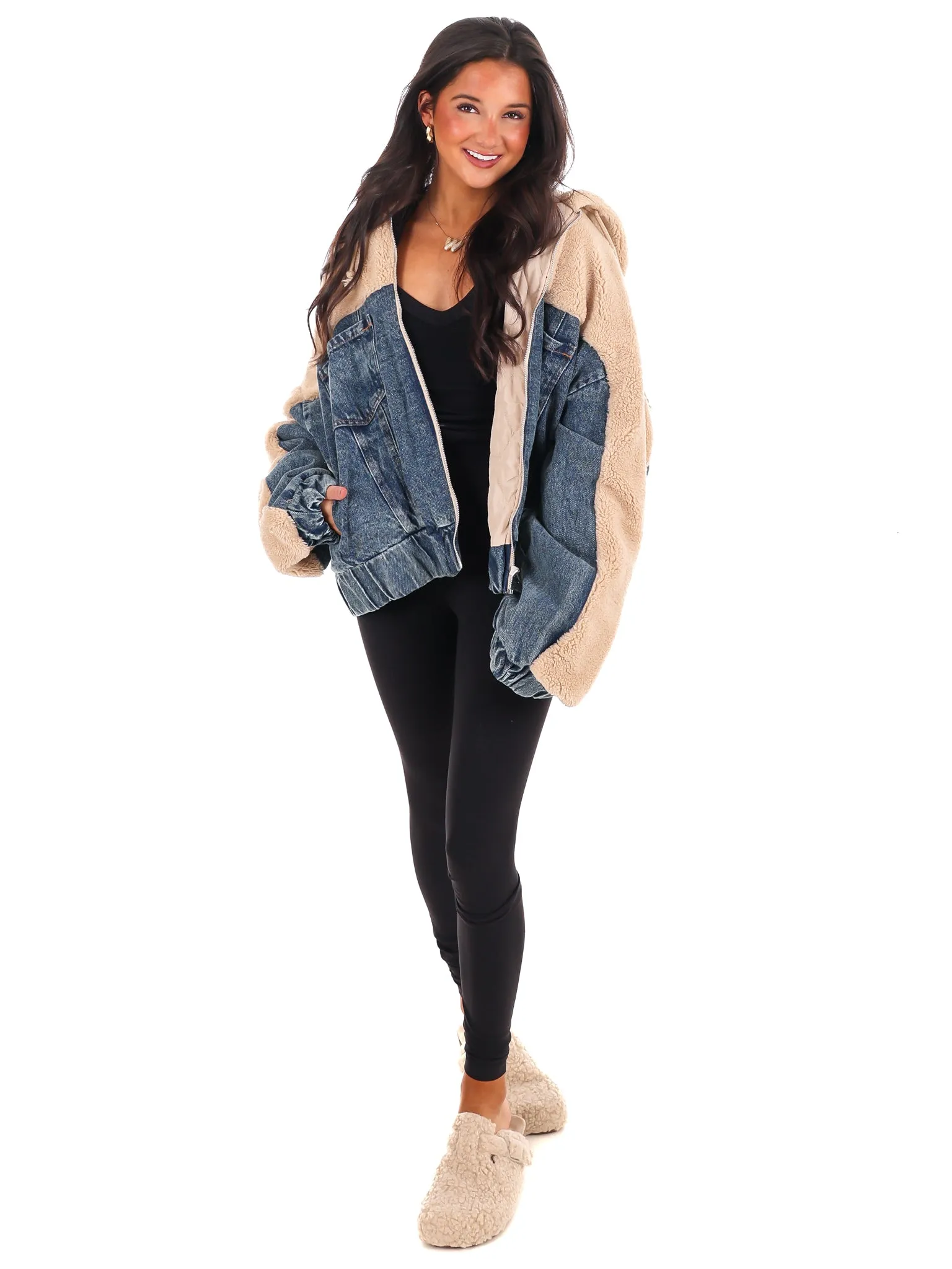 Layered Bliss Denim & Sherpa Jacket Doorbuster