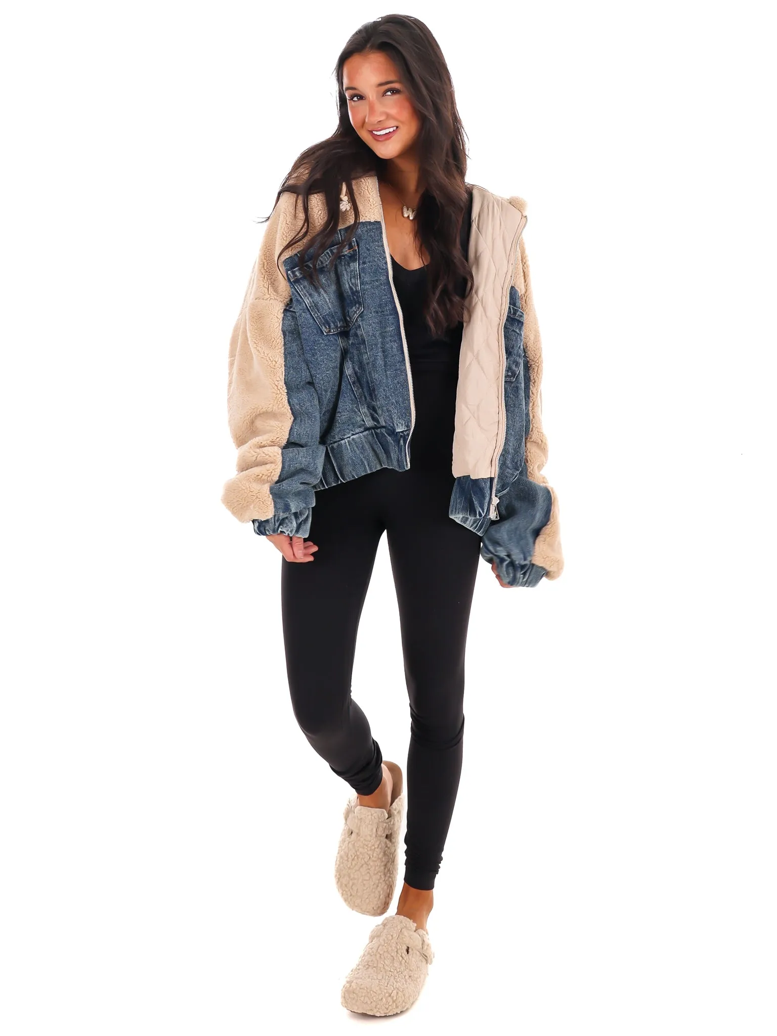 Layered Bliss Denim & Sherpa Jacket Doorbuster