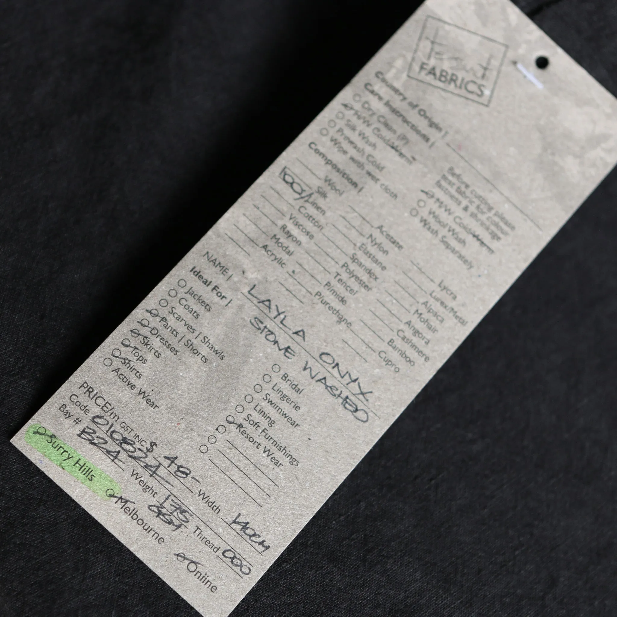 Layla Onyx Stone Washed Linen