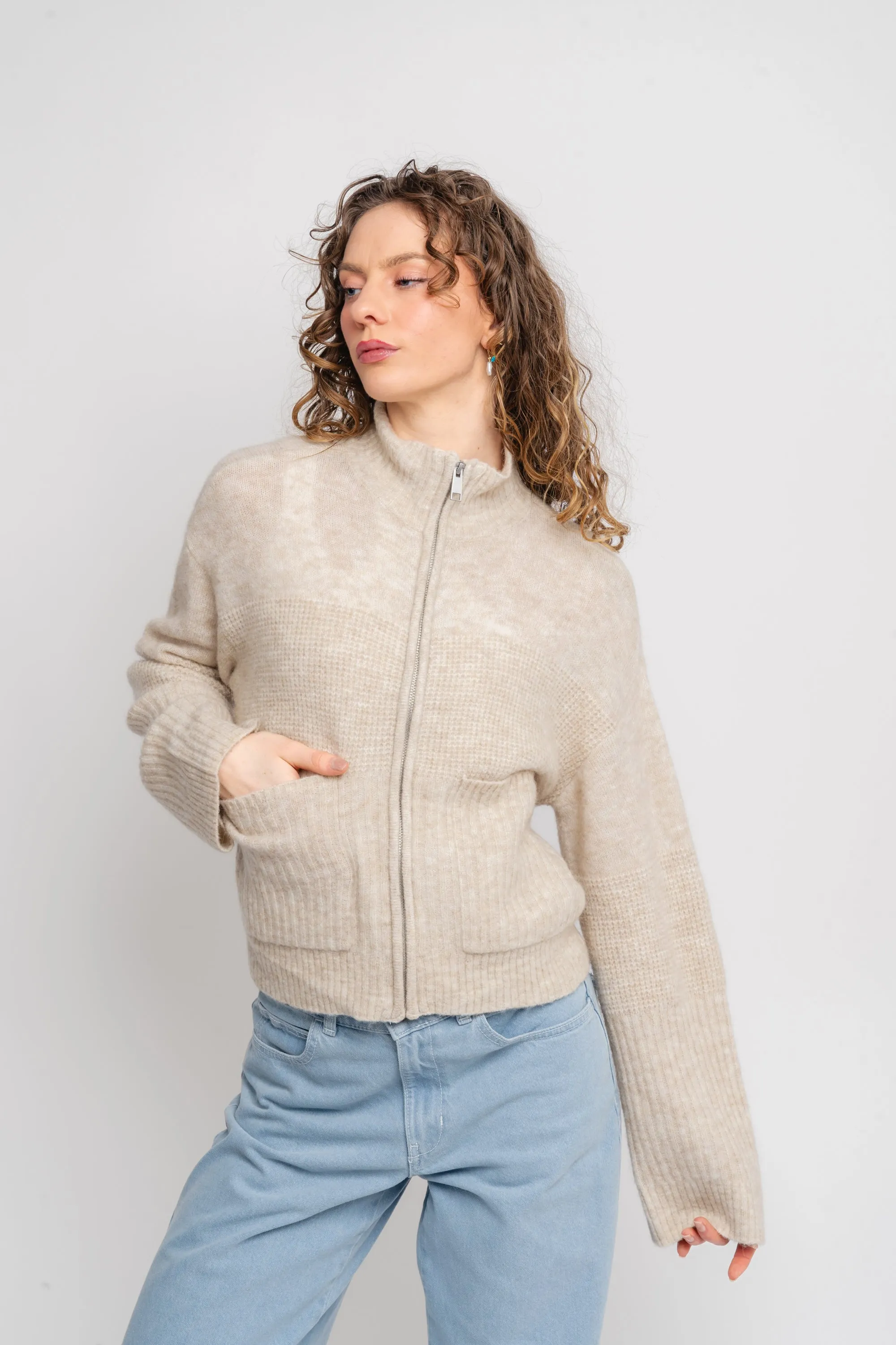 Lediona Hope Cardigan - Oatmeal Melange