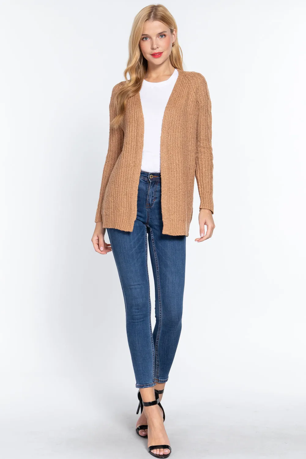 Long Sleeve Open Front Sweater Cardigan