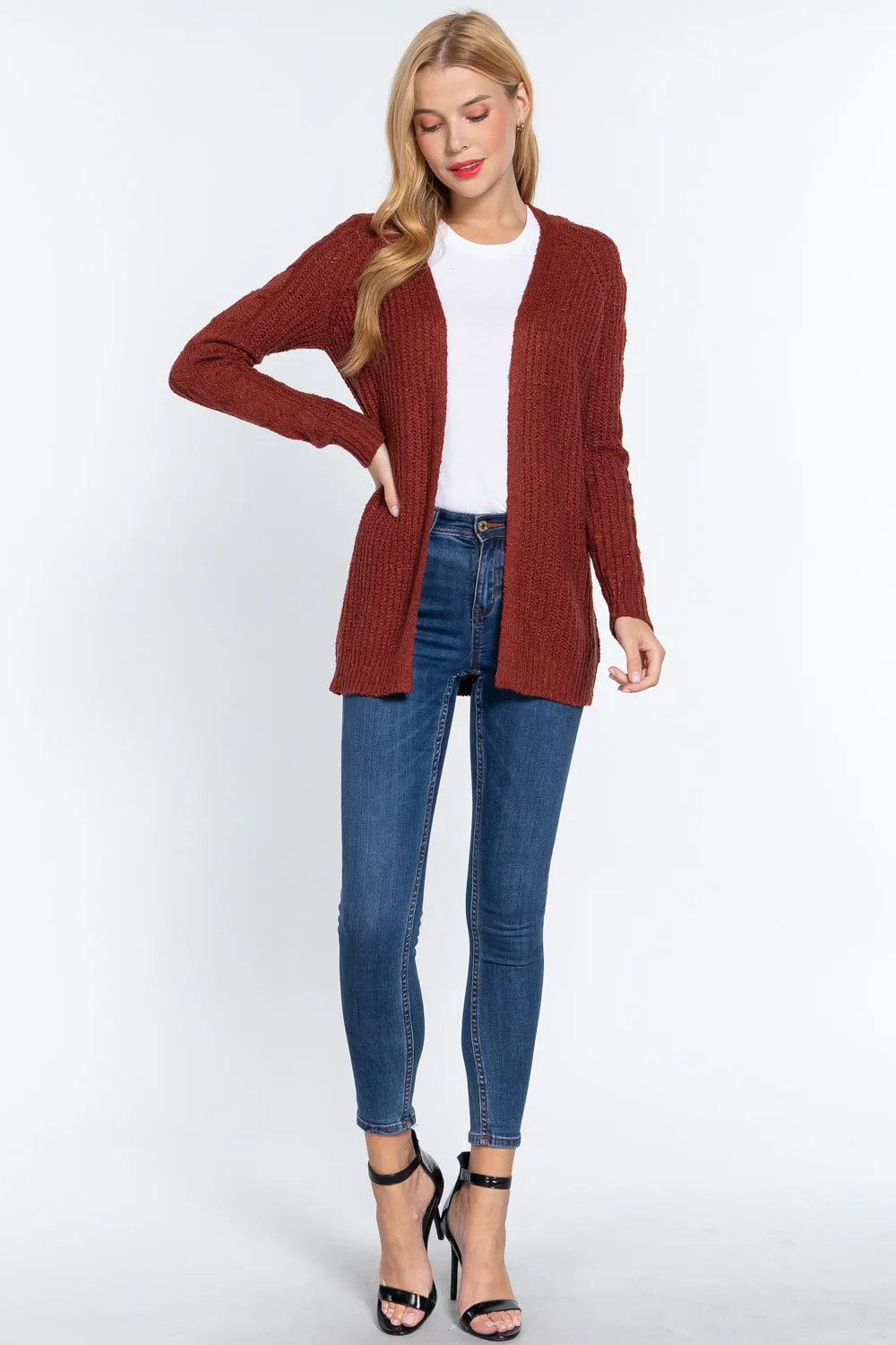 Long Sleeve Open Front Sweater Cardigan